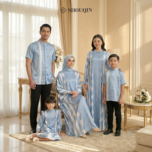 Conjunto de Uniformes Familiares Shouqin Harum, Ropa Musulmana a Juego, Colección Eid, Vestido de Satén para Adultos, Niños, Hombres y Mujeres, Caftán, Túnicas, Camisas - Product Image 3