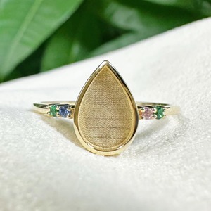 Handmade 18K Gold 925 Silver 7x10mm Pear <b>Blank</b> Bezel Mount <b>Ring</b> Color CZ Settings Breastmilk Resin Filling DIY Jewelry Findings - Product Image 2
