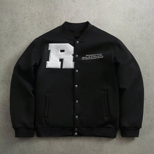 <b>Men</b>’s Polyester Cotton Baseball <b>Jacket</b> Casual Knitted Fabric Varsity <b>Jacket</b> Classic Bomber <b>Jacket</b> <b>Lightweight</b> Streetwear <b>Jacket</b> - Product Image 1