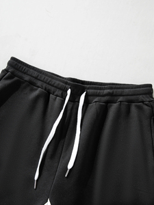 TRACK SPORTS <b>Men's</b> Black Streetwear Canvas Sweatpants with <b>White</b> Letter Print Drawstring <b>Joggers</b> Quick-Dry & Breathable - Product Image 3