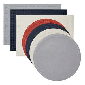 Sets de table ronds en tissu tissé Paloma S/4, sets de table durables pour la table à manger à la maison - Product Image 2