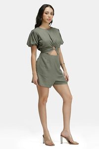 Jumpsuit <b>for</b> <b>Women</b>, Sleeveless One Piece <b>Outfit</b> with Stylish Cut-Out Neck Detail, Casual Wear Romper, Modern Fashion Fit - Product Image 3