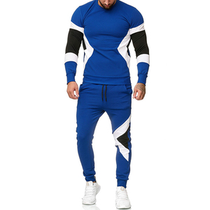 Chándal Deportivo para Hombre en Azul con Bloques de Color, Manga Larga, Cuello Redondo, Corte Deportivo, con Bolsillos Laterales y Cintura con Cordón, para Primavera - Product Image 1