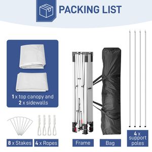 Tenda a baldacchino pop-up da esterno 3x3m con 2 pareti laterali per feste - Product Image 2