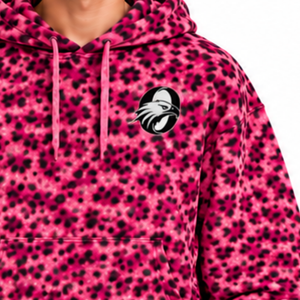 Hot Pink <b>Leopard</b> <b>Print</b> <b>Hoodie</b> Oversized Pullover Streetwear Sweatshirt Heavyweight Fleece Drawstring Casual Fashion Top - Product Image 5