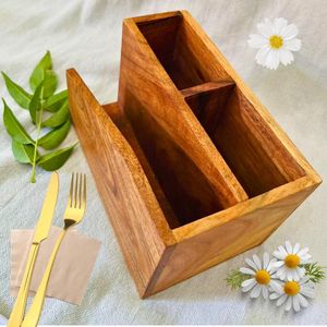 Portacubiertos de madera de primera calidad, hecho a mano, organizador de utensilios de cocina para mesa de comedor, restaurante y hogar, disponible para la venta. - Product Image 2
