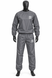 Custom Grey Sauna Suit <b>Men</b> Crew Neck Sweat Training Tracksuit Pullover <b>Top</b> Elastic Cuff Pants <b>Thermal</b> Gym Workout Fitness Wear - Product Image 5