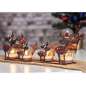 Antique Golden Deer <b>Tea</b> Light Holders Brass Home Decoration Christmas <b>Candle</b> Holder Set - Product Image 5