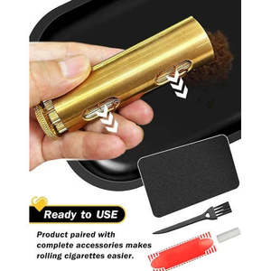 Vintage Brass <b>Cigarette</b> <b>Rolling</b> <b>Machine</b> Portable Metal Tobacco Roller Kit with Travel Case - Product Image 3