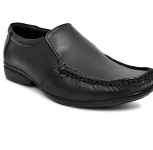 Chaussures mocassins en cuir véritable noir, souples, couleur unie, confortables, à enfiler, décontractées, formelles, pour le bureau, toutes saisons - Product Image 5