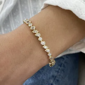 TISHYA DIAMOND 5.10 Ct Lab Grown Diamond Mix Cut Vintage IGI Certified Open Cuff <b>Bangle</b> <b>Bracelet</b> EVS 14K Yellow Gold - Product Image 4