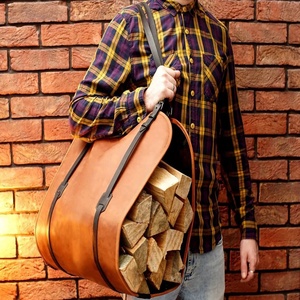 Porte-bûches en cuir monogramme bois de chauffage fourre-tout cheminée décor bois de feu cheminée bois hiver LLR-0022 - Product Image 5