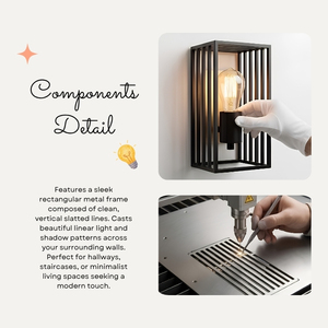 Industrial Veyron Matte Black Metal Cage Wall Sconce LED Slatted Rectangle Box Wall Light Fixture 3-Year Warranty Hardwired for - Product Image 3