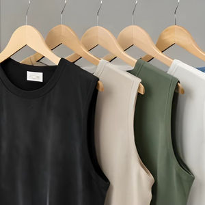 Débardeur de sport sans manches en molleton bouclette pour homme, coupe oversize et carrée, bords bruts, style streetwear et fitness, marque privée OEM, fournisseur - Product Image 1