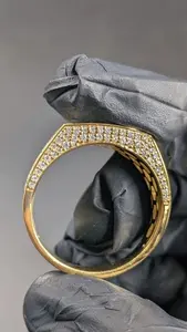 Bague de fiançailles vintage de luxe sertie de moissanite, en argent sterling 925 plaqué or, style Iced Out, pour homme - Product Image 6