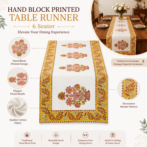 Machine Made Cotton Table <b>Runner</b> 6 Seater Floral Vintage <b>Washable</b> Dining Table <b>Runner</b> Traditional Home Decor - Product Image 5