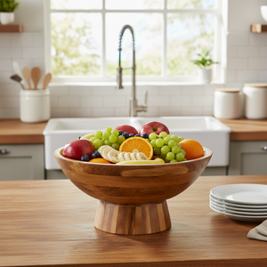 Tazón para Servir Ensaladas y Frutas de Madera de Acacia Ecológica con Base, para Fiestas y Aperitivos, 2026 - Product Image 4