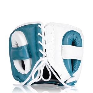 Protector de Cabeza de Boxeo Personalizado, Profesional, de Primera Calidad, Blanco y Azul, con Barra Protectora para las Mejillas, Transpirable y Ajustable - Product Image 3