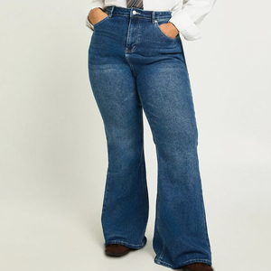 Vaqueros de cintura media para mujer, rectos, elásticos, informales, estilo urbano, ecológicos, transpirables, de algodón, fabricante mayorista de ropa global - Product Image 3