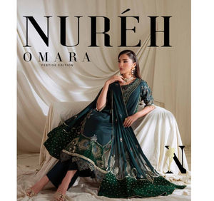 Ssumaira <b>Present</b> Omara festive <b>eid</b> collection by Nureh Embroidered Embellished silk & chiffon jacquard collection Anarkali - Product Image 6