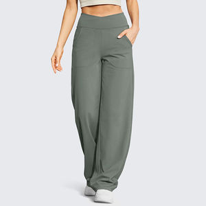 Pantalones de trabajo de moda para mujer, de cintura alta, con protección solar, adelgazantes, de seda helada, de pierna ancha - Product Image 4