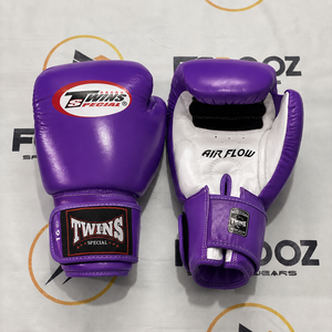 Gants de boxe professionnels Purple Twins pour le kickboxing et le Muay Thai, respirants, antidérapants, à lacets, en cuir véritable, personnalisables - Product Image 1