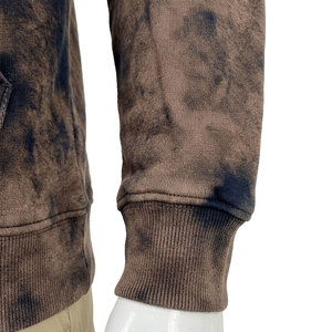 <b>Men's</b> <b>Tie</b>-Dye Hooded Fleece Pullover Sweatshirt Zipper Front Breathable Eco-Friendly Regular Fit Winter Casual Brown/<b>Black</b> - Product Image 5