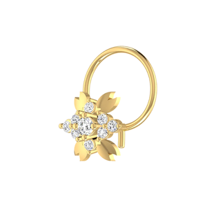 AJRETAIL 0.08 Carat Natural <b>Diamond</b> Round Brilliant Cut 14K Gold Ethnic Women's <b>Nose</b> Pin HI Color VS-SI Clarity Fine Rings - Product Image 4