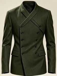 Men's Dark Green Single Breasted Slim Fit Blazer Notched Collar British Style Formal Suit <b>Jacket</b> Regular Fit Velour Windproof - Product Image 5