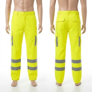 Mens High Visibility Eco-Friendly <b>Waterproof</b> Acid Wash <b>Work</b> Pant 240 GSM Poly Cotton Fabric Yellow Cargo <b>Trousers</b> Utility - Product Image 1