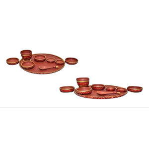 Service de table en terre cuite artisanal, écologique, réutilisable, portable, grand format, avec design peint à la main - Product Image 3