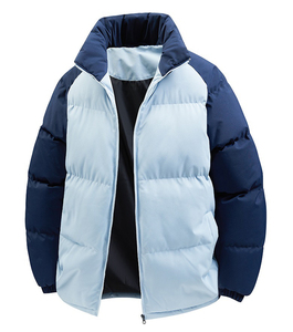 Blouson matelassé unisexe à blocs de couleur, col montant, fermeture éclair, coupe-vent, hiver, décontracté, coupe régulière, extérieur en polyester - Product Image 6