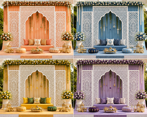 Panneaux arrière découpés au laser couleur personnalisée, style arabe, décoration de mariage musulman moderne, métal de luxe léger, taille personnalisée - Product Image 6