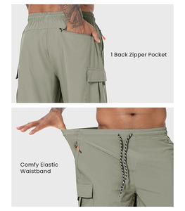 Shorts de sport décontractés pour hommes, en tissu éponge, séchage rapide, anti-plis, brodés, avec ourlet fendu, taille haute élastique, respirants - Product Image 6