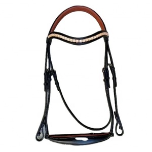 جودة عالية Adams-Tack Tan مبطن الحصان اللجام قطرة الأنف الفرقة مريحة مربع الكريستال الجلود المواد بالجملة - Product Image 1