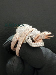 Anillo de Serpiente Unisex de Plata 925 con Diamantes de Oro Rosa, Corte Brillante Redondo, Diamantes Cultivados en Laboratorio, Lujoso, para Uso Diario - Product Image 5