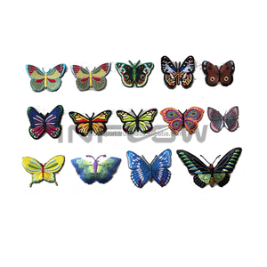 Adhesive Merrow Border Custom Embroidered Sew on Patches with Flower & Alphabet Designs Canvas Fabric Wholesale for Apparel Caps - Product Image 2