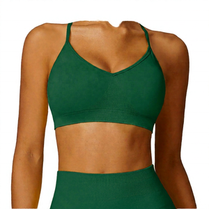Soutien-gorge de sport jaune à double bretelles, soutien moyen, pour le yoga et la gym, pour femmes - Product Image 2