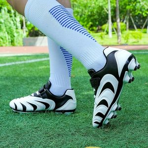 Custom Unisex Football Soccer Cleats Black White Synthetic Upper Rubber Outsole Breathable Sport Shoes for Outdoor Game Sneakers - Product Image 1