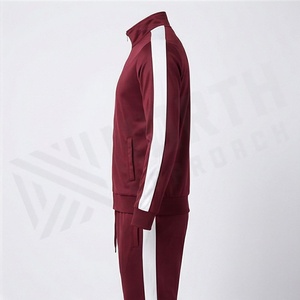 Survêtement Homme Uni à Col Montant Entièrement Zippé, Vêtement de Sport Décontracté Respirant en Polyester et Coton pour l'Automne - Product Image 3