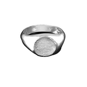 Anillo fino de Plata de Ley 925 sólida, diseño clásico de eternidad bohemio con huella dactilar personalizable para regalo de cumpleaños o aniversario - Product Image 1