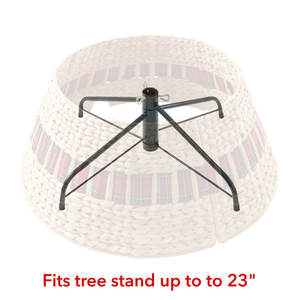 Woven <b>Christmas</b> <b>Tree</b> Collar with Elegant Ribbon and Cord Cutout <b>Stand</b> and Accessories - Product Image 4