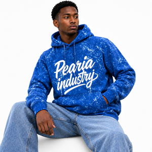 Sudadera con Capucha Azul Tie Dye para Hombre, Sudadera Gruesa con Bolsillo Frontal con Logotipo Personalizado, Ropa Urbana de Invierno - Product Image 5