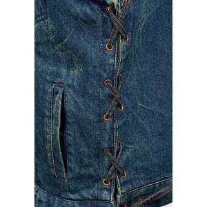Chaleco estilo club con cuello en V y cordones laterales de mezclilla azul con cierre oculto 'Brute' de Samroz Sports para hombre - Product Image 4