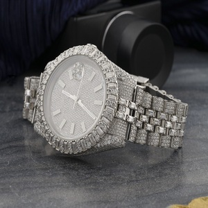 Reloj de Lujo con Moissanita Iced Out, Bisel Baguette, Esfera Redonda, Joyería Hip Hop, Reloj de Declaración con Incrustaciones - Product Image 2