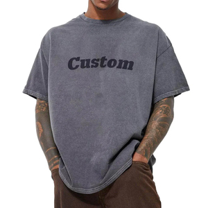 Men Street Wear Cotton T Shirt Custom 250 GSM Vintage Acid Wash T-shirt Heavy <b>Weight</b> Oversized <b>Blank</b> T-shirts for High Quality - Product Image 1