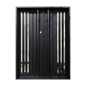 Minimalist-style wrought iron security door; rust-resistant powder-coated finish; easy to assemble; suitable for outdoor use. - Product Image 1