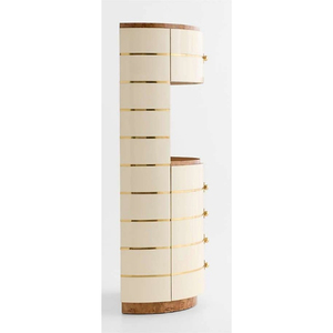 Armoire de salon modulaire en bois massif moderne Chandni, écologique, grande capacité, 3 portes, design à panneaux, origine Rajasthan - Product Image 2