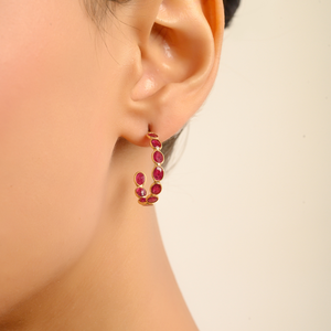 Impresionantes Pendientes de Aro en Oro Amarillo Real de 18K con Gema de Rubí, Diseño Simple y Elegante, Piedra de Nacimiento de Julio, Joyería Fina Ligera - Product Image 6