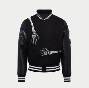 Veste universitaire avec logo brodé OEM, qualité supérieure, manches en cuir personnalisées, jolie veste de joueur de baseball Letterman, longue - Product Image 5
